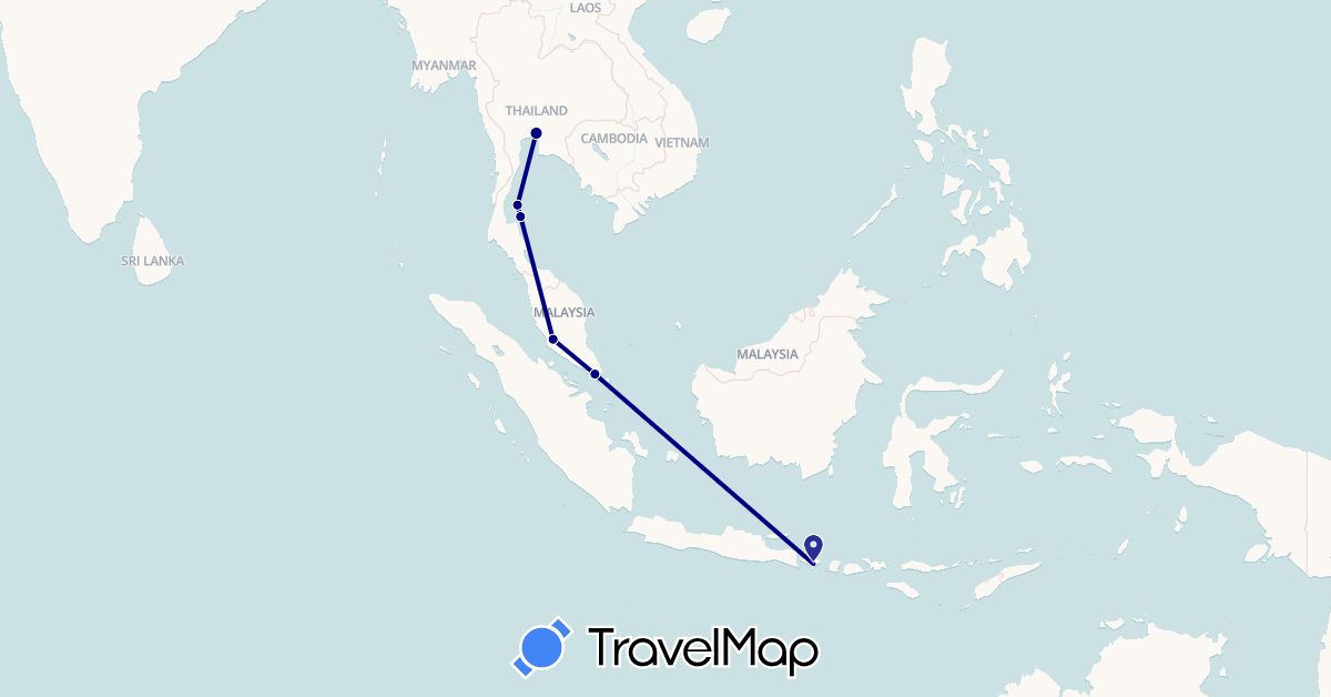 TravelMap itinerary: driving in Indonesia, Malaysia, Singapore, Thailand (Asia)